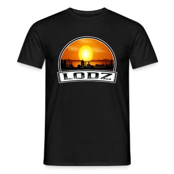 Lodz Pologne Skyline Vintage Sunset Souvenir de voyage - T-shirt homme - noir - Devant - AI Model Male 178 light (178cm)