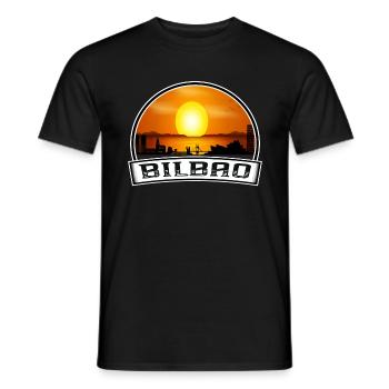 Bilbao Spanien Skyline Vintage Sunset Travel Souveni - Männer T-Shirt - Schwarz - Vorne - AI Model Male 178 light (178cm)