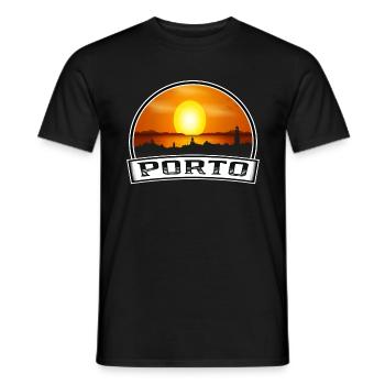 Porto Portugal Skyline Vintage Sonnenuntergang Reise Souve - Männer T-Shirt - Schwarz - Vorne - AI Model Male 178 light (178cm)