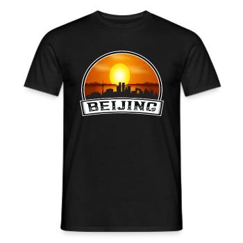 Beijing China Skyline Vintage Sunset Travel Souven - T-shirt homme - noir - Devant - AI Model Male 178 light (178cm)