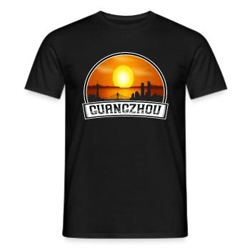 Guangzhou China Skyline Vintage Sonnenuntergang Reise Souv - Männer T-Shirt - Schwarz - Vorne - AI Model Male 178 light (178cm)
