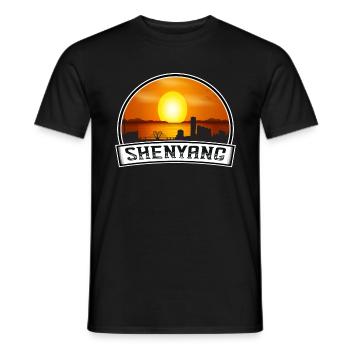 Shenyang Chine Skyline Vintage Sunset Travel Souve - T-shirt homme - noir - Devant - AI Model Male 178 light (178cm)