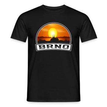 Brünn Tschechien Skyline Vintage Sonnenuntergang Reise Souveni - Männer T-Shirt - Schwarz - Vorne - AI Model Male 178 light (178cm)