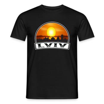Lviv Ukraine Skyline Vintage Sunset Travel Souveni - T-shirt homme - noir - Devant - AI Model Male 178 light (178cm)