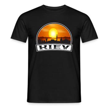 Kiew Ukraine Skyline Vintage Sonnenuntergang Reise Souveni - Männer T-Shirt - Schwarz - Vorne - AI Model Male 178 light (178cm)