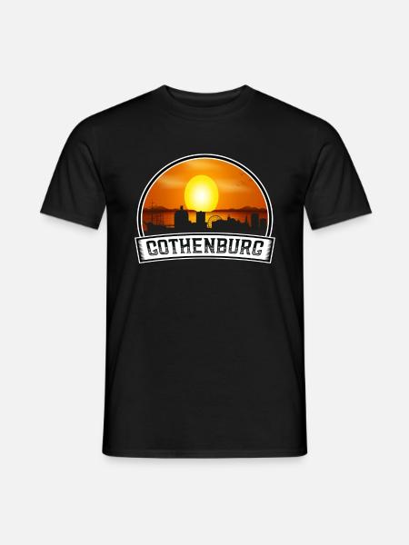 Göteborg Schweden Skyline Vintage Sonnenuntergang Reisen So - Männer T-Shirt - Schwarz