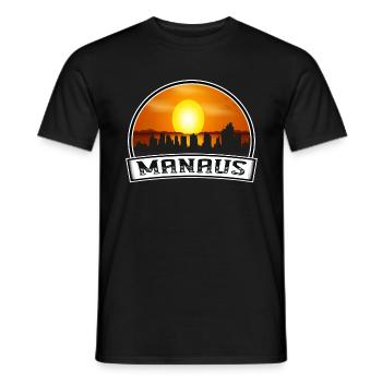 Manaus Brasilien Skyline Vintage Sonnenuntergang Reise Souven - Männer T-Shirt - Schwarz - Vorne - AI Model Male 178 light (178cm)