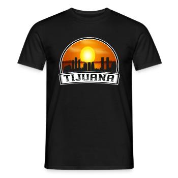 Tijuana Mexico Skyline Vintage Sunset Travel Souve - Men's T-Shirt - black - Front - AI Model Male 178 light (178cm)