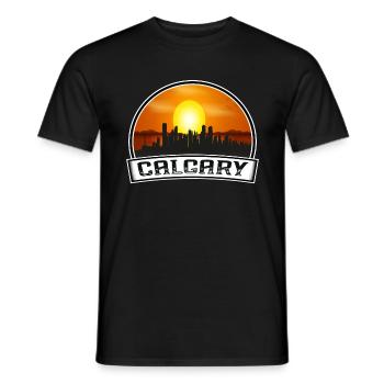 Calgary Kanada Skyline Vintage Sonnenuntergang Reise Souve - Männer T-Shirt - Schwarz - Vorne - AI Model Male 178 light (178cm)