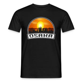 Osaka Japon Skyline Vintage Sunset Souvenir de voyage - T-shirt homme - noir - Devant - AI Model Male 178 light (178cm)