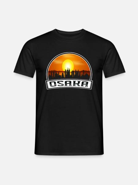 Osaka Japan Skyline Vintage Sonnenuntergang Reise Souvenir - Männer T-Shirt - Schwarz
