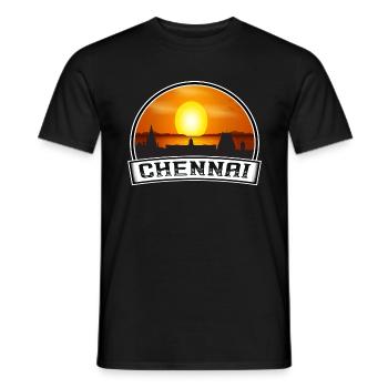 Chennai Inde Skyline Vintage Sunset Travel Souven - T-shirt homme - noir - Devant - AI Model Male 178 light (178cm)