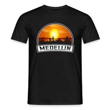 Medellin Kolumbien Skyline Vintage Sonnenuntergang Reisen So - Männer T-Shirt - Schwarz - Vorne - AI Model Male 178 light (178cm)
