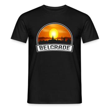 Belgrade Serbie Skyline Vintage Sunset Travel Souv - T-shirt homme - noir - Devant - AI Model Male 178 light (178cm)