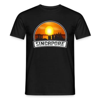 Singapour Singapour Skyline Vintage Sunset Travel - T-shirt homme - noir - Devant - AI Model Male 178 light (178cm)