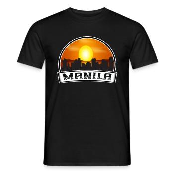Manila Philippines Skyline Vintage Sunset Travel S - Men's T-Shirt - black - Front - AI Model Male 178 light (178cm)