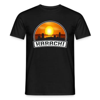 Karachi Pakistan Skyline Vintage Sunset Travel Sou - T-shirt homme - noir - Devant - AI Model Male 178 light (178cm)