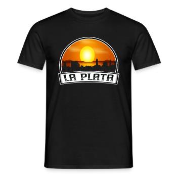 La Plata Argentinien Skyline Vintage Sunset Travel S - Männer T-Shirt - Schwarz - Vorne - AI Model Male 178 light (178cm)