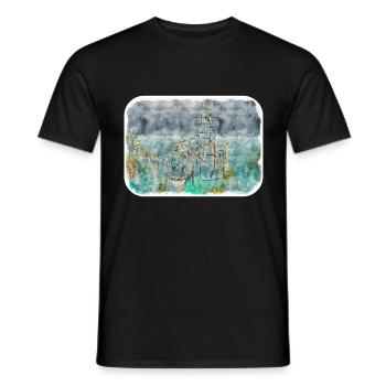 Europa Aquarellskizze Handgezeichnete Illustration - Männer T-Shirt - Schwarz - Vorne - AI Model Male 178 light (178cm)