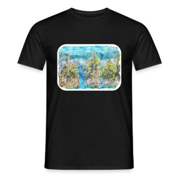Thaïlande Aquarelle Croquis Illustration Dessinée à la Main - T-shirt homme - noir - Devant - AI Model Male 178 light (178cm)