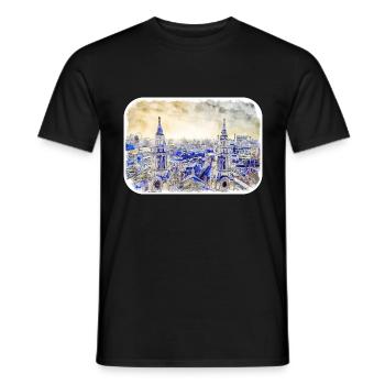 Londres Royaume-Uni Aquarelle Croquis Peinture dessinée à la main - T-shirt homme - noir - Devant - AI Model Male 178 light (178cm)