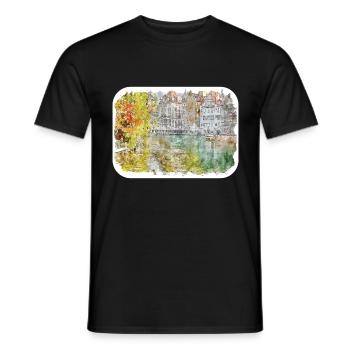 Florence Italie Aquarelle Croquis Dessiné Peinture - T-shirt homme - noir - Devant - AI Model Male 178 light (178cm)