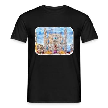 Spain Watercolor Sketch Hand Drawn Illustration - Men's T-Shirt - black - Front - AI Model Male 178 light (178cm)