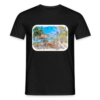 Philippines Aquarelle Croquis Dessin Illustration - T-shirt homme - noir - Devant - AI Model Male 178 light (178cm)