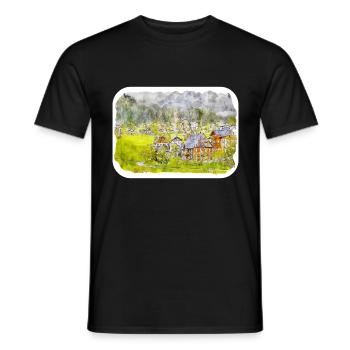 Österreich Aquarellskizze Handgezeichnete Illustration - Männer T-Shirt - Schwarz - Vorne - AI Model Male 178 light (178cm)