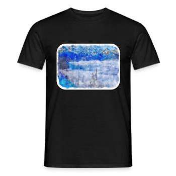 Europa Aquarellskizze Handgezeichnete Illustration - Männer T-Shirt - Schwarz - Vorne - AI Model Male 178 light (178cm)