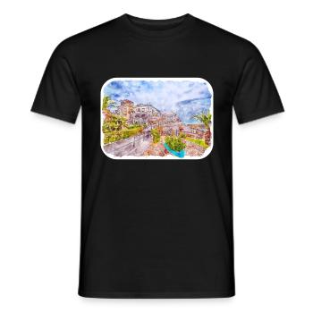 Spain Watercolor Sketch Hand Drawn Illustration - Men's T-Shirt - black - Front - AI Model Male 178 light (178cm)