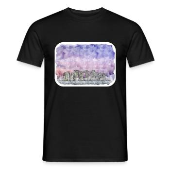 Angleterre Royaume-Uni Aquarelle Croquis Dessin Illustration - T-shirt homme - noir - Devant - AI Model Male 178 light (178cm)