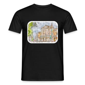 Esquisse à l’aquarelle de Norvège Illustration dessinée à la main - T-shirt homme - noir - Devant - AI Model Male 178 light (178cm)