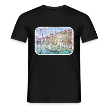 Venedig Italien Aquarellskizze Gezeichnete Illustration - Männer T-Shirt - Schwarz - Vorne - AI Model Male 178 light (178cm)