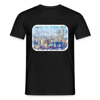 China Watercolor Sketch Hand Drawn Illustration - Men's T-Shirt - black - Front - AI Model Male 178 light (178cm)