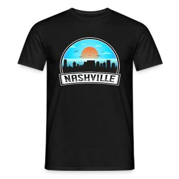 Nashville Tennessee Usa Skyline Vintage Sunset Tra - Männer T-Shirt - Schwarz - Vorne - AI Model Male 178 light (178cm)