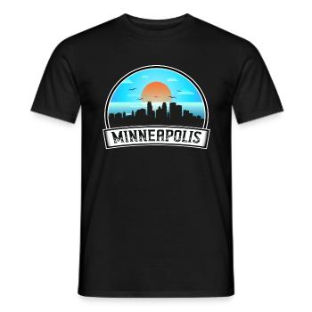 Minneapolis Minnesota Usa Skyline Vintage Sunset T - Men's T-Shirt - black - Front - AI Model Male 178 light (178cm)