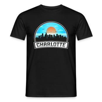Charlotte Caroline du Nord États-Unis Skyline Vintage Sunse - T-shirt homme - noir - Devant - AI Model Male 178 light (178cm)