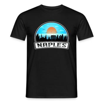Naples Italy Skyline Vintage Sunset Travel Souveni - Men's T-Shirt - black - Front - AI Model Male 178 light (178cm)