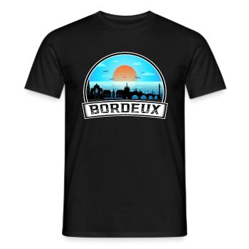 Bordeux France Skyline Vintage Sunset Travel Souve - Men's T-Shirt - black - Front - AI Model Male 178 light (178cm)