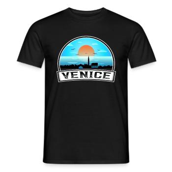 Venedig Italien Skyline Vintage Sonnenuntergang Reise Souveni - Männer T-Shirt - Schwarz - Vorne - AI Model Male 178 light (178cm)