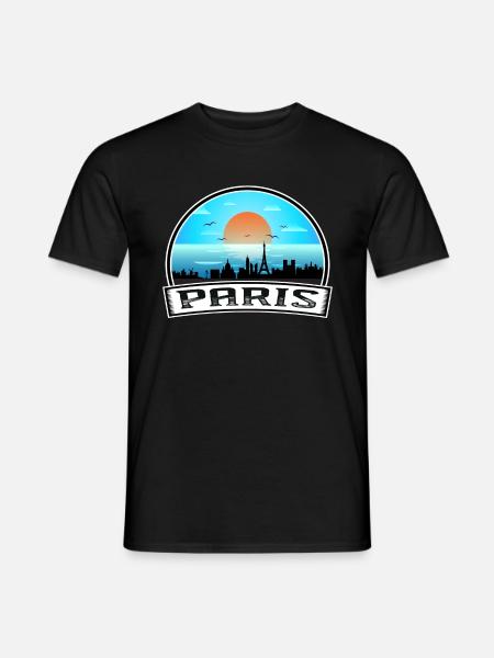 Paris Frankreich Skyline Vintage Sonnenuntergang Reise Souveni - Männer T-Shirt - Schwarz