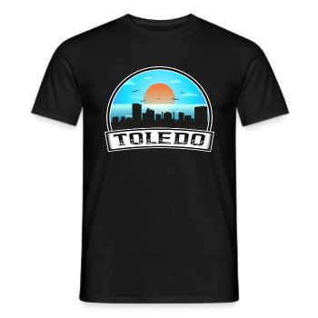 Toledo Ohio USA Skyline Vintage Sonnenuntergang Reise Souv - Männer T-Shirt - Schwarz - Vorne - AI Model Male 178 light (178cm)