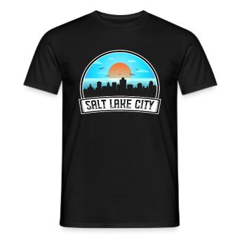 Salt Lake City Utah États-Unis Skyline Vintage Sunset Tra - T-shirt homme - noir - Devant - AI Model Male 178 light (178cm)