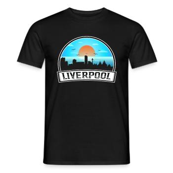 Liverpool Angleterre Skyline Vintage Sunset Travel So - T-shirt homme - noir - Devant - AI Model Male 178 light (178cm)