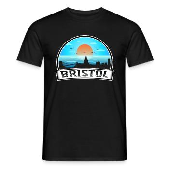 Bristol England Skyline Vintage Sonnenuntergang Reise Souv - Männer T-Shirt - Schwarz - Vorne - AI Model Male 178 light (178cm)