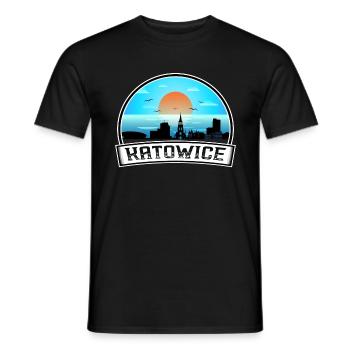Katowice Pologne Skyline Vintage Sunset Travel Souv - T-shirt homme - noir - Devant - AI Model Male 178 light (178cm)