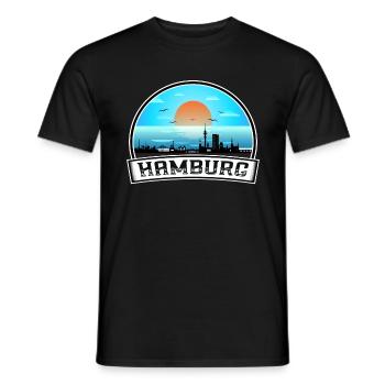 Hambourg Allemagne Skyline Vintage Sunset Travel Souv - T-shirt homme - noir - Devant - AI Model Male 178 light (178cm)