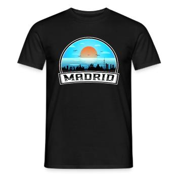 Madrid Espagne Skyline Vintage Sunset Travel Souveni - T-shirt homme - noir - Devant - AI Model Male 178 light (178cm)