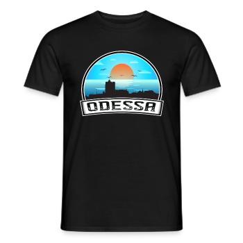 Odessa Ukraine Skyline Vintage Sunset Travel Souve - Men's T-Shirt - black - Front - AI Model Male 178 light (178cm)